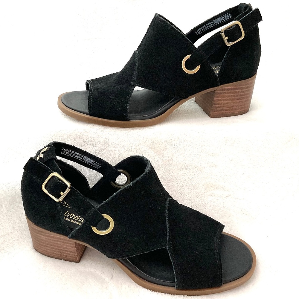 Black Koolaburra by Ugg Dressy Suede Strappy Chunky Block Heel Open Toe Sz 6